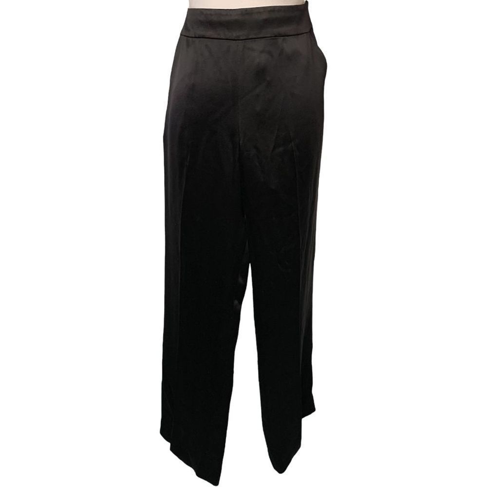 St. John Black Cropped Wide-Leg Pants